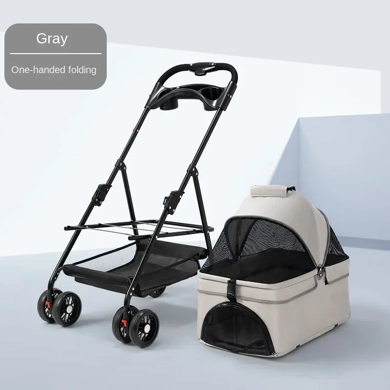 Compact Foldable Puppy Stroller – Lightweight Comfort & Safety for Small Pets