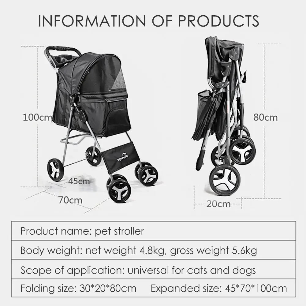 Elegant Urban Pet Stroller – Lightweight & Modern for Daily Walks