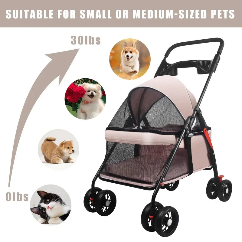Classic Pet Stroller – Foldable, Lightweight & Affordable