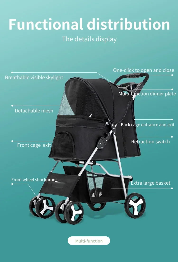 Elegant Urban Pet Stroller – Lightweight & Modern for Daily Walks