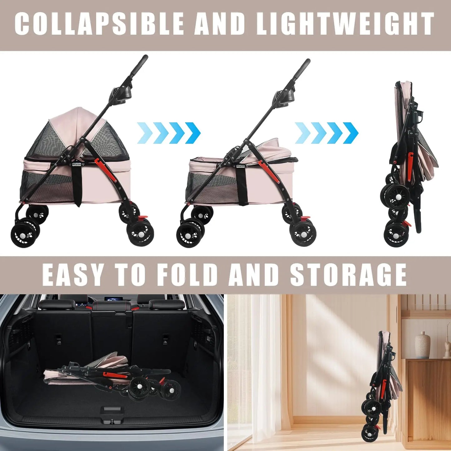 Classic Pet Stroller – Foldable, Lightweight & Affordable