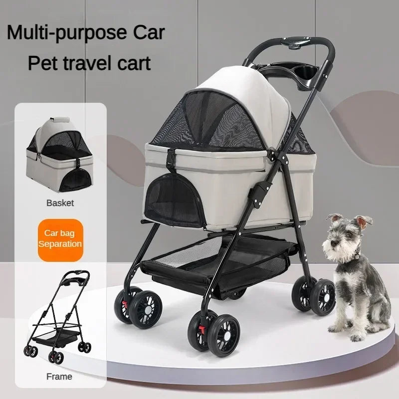 Compact Foldable Puppy Stroller – Lightweight Comfort & Safety for Small Pets