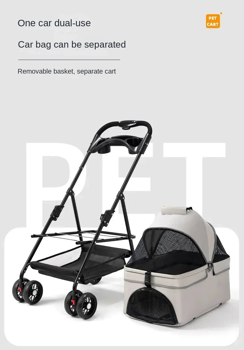Compact Foldable Puppy Stroller – Lightweight Comfort & Safety for Small Pets