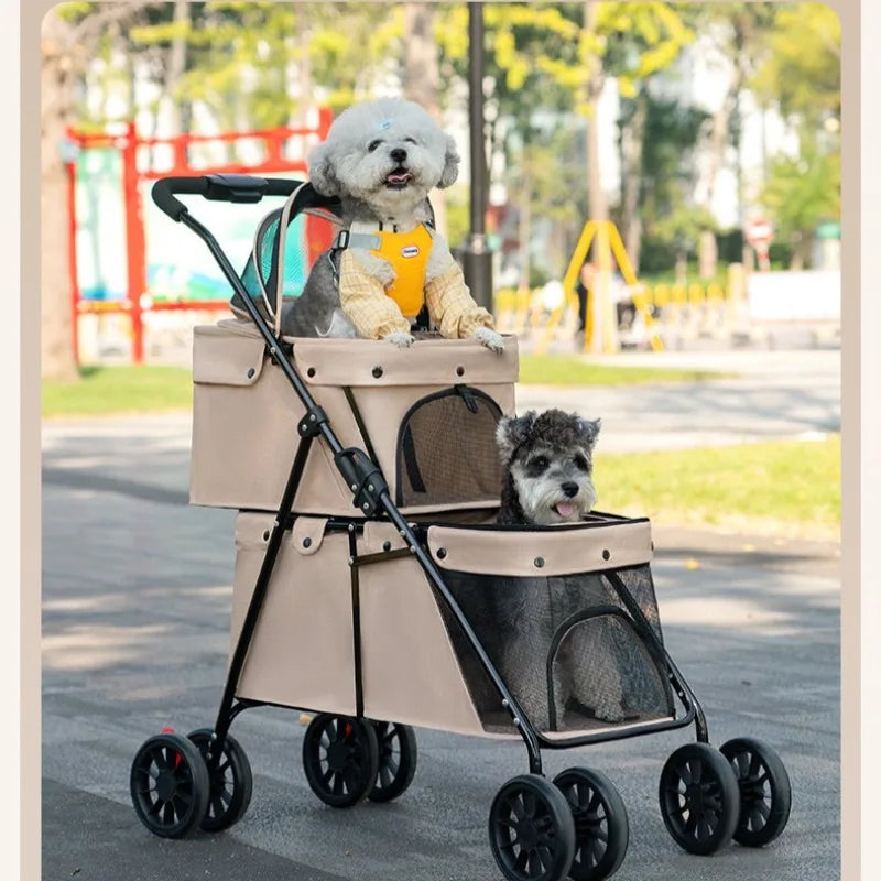 Double Pet Stroller – Two Separate Compartments for Cats & Dogs