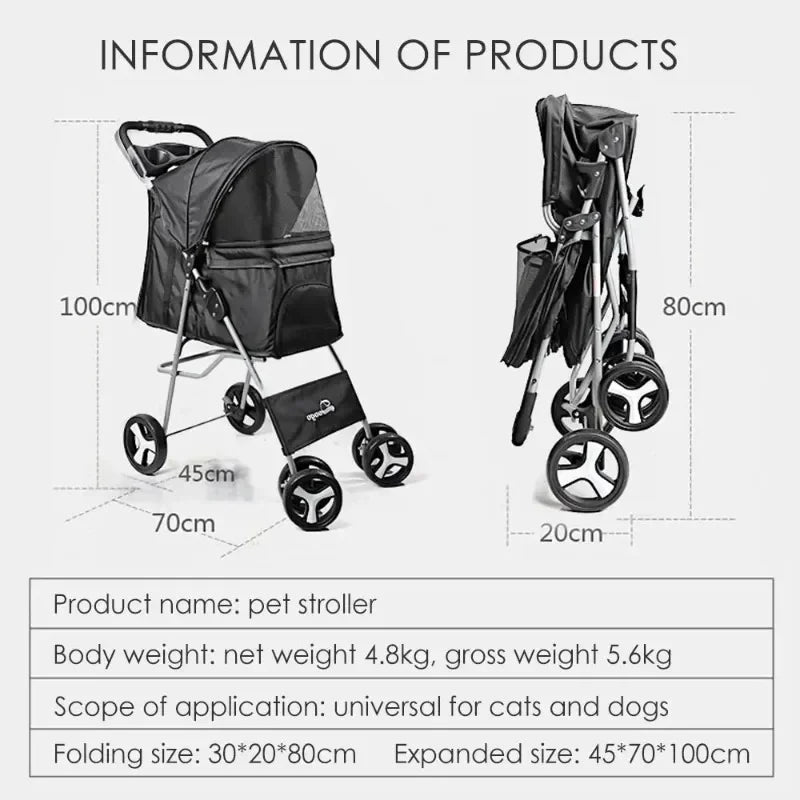 Elegant Urban Pet Stroller – Lightweight & Modern for Daily Walks
