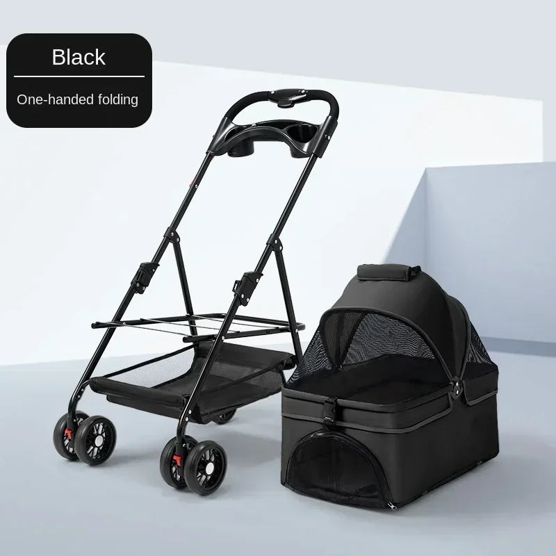 Compact Foldable Puppy Stroller – Lightweight Comfort & Safety for Small Pets