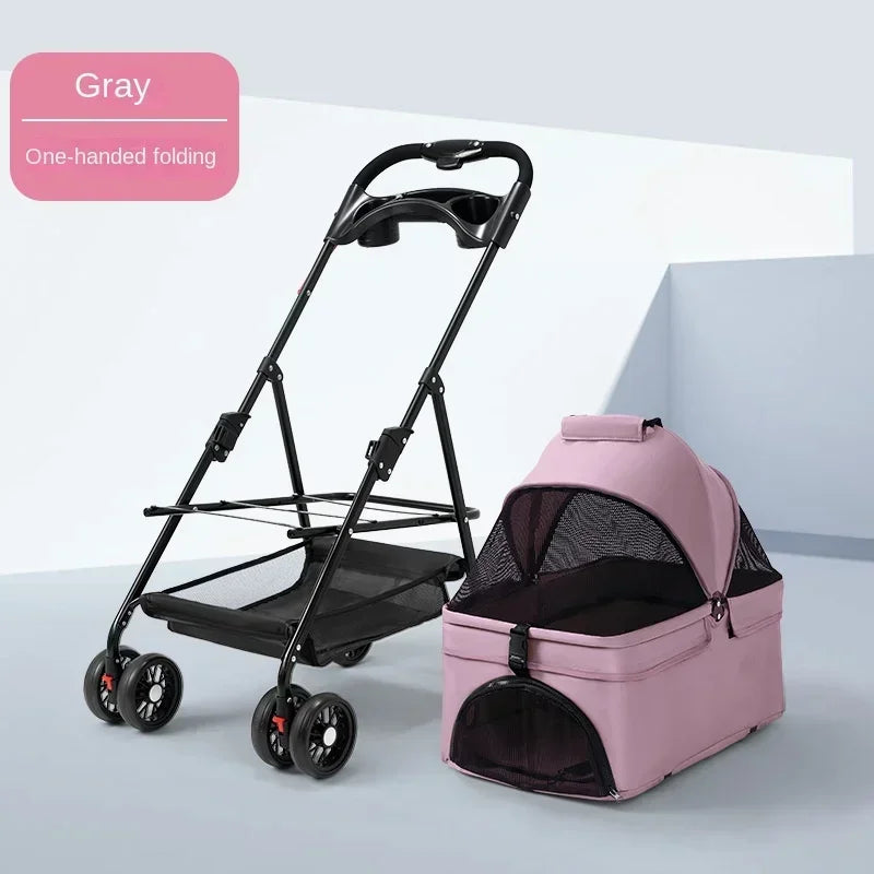 Compact Foldable Puppy Stroller – Lightweight Comfort & Safety for Small Pets