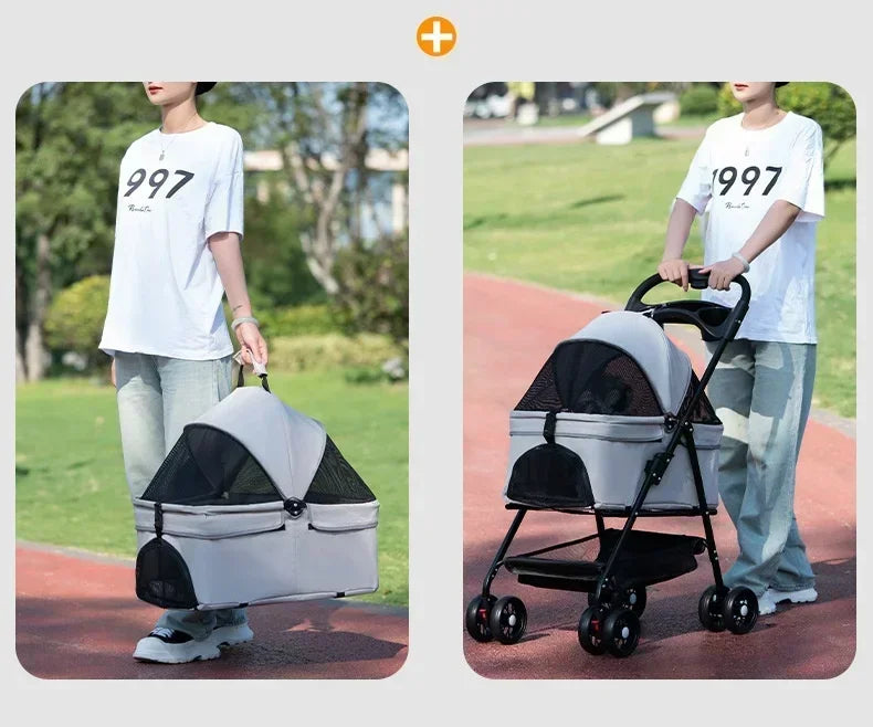 Compact Foldable Puppy Stroller – Lightweight Comfort & Safety for Small Pets
