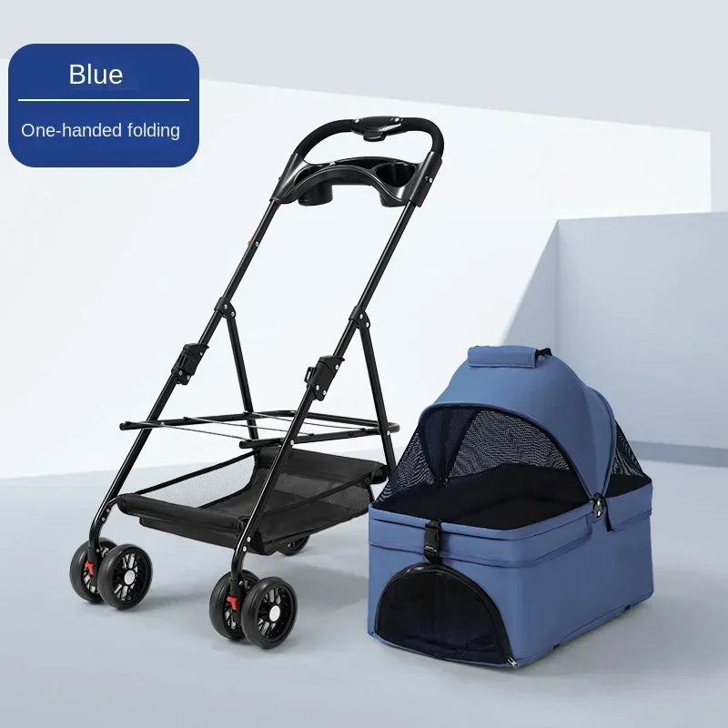 Compact Foldable Puppy Stroller – Lightweight Comfort & Safety for Small Pets