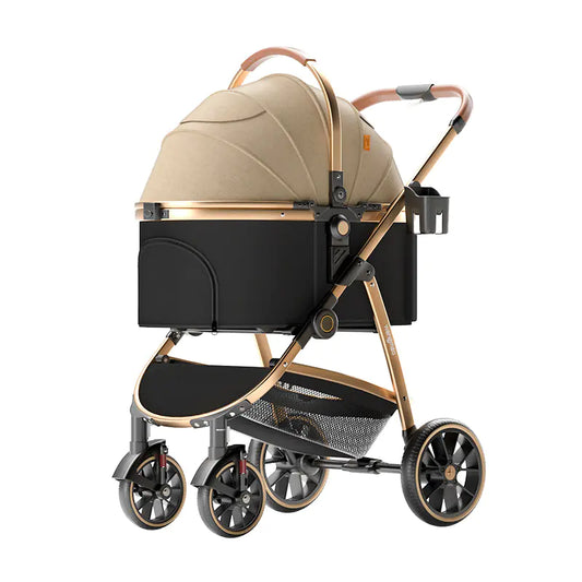 Luxury Aluminum Pet Stroller – Elegant Comfort for Medium Dogs
