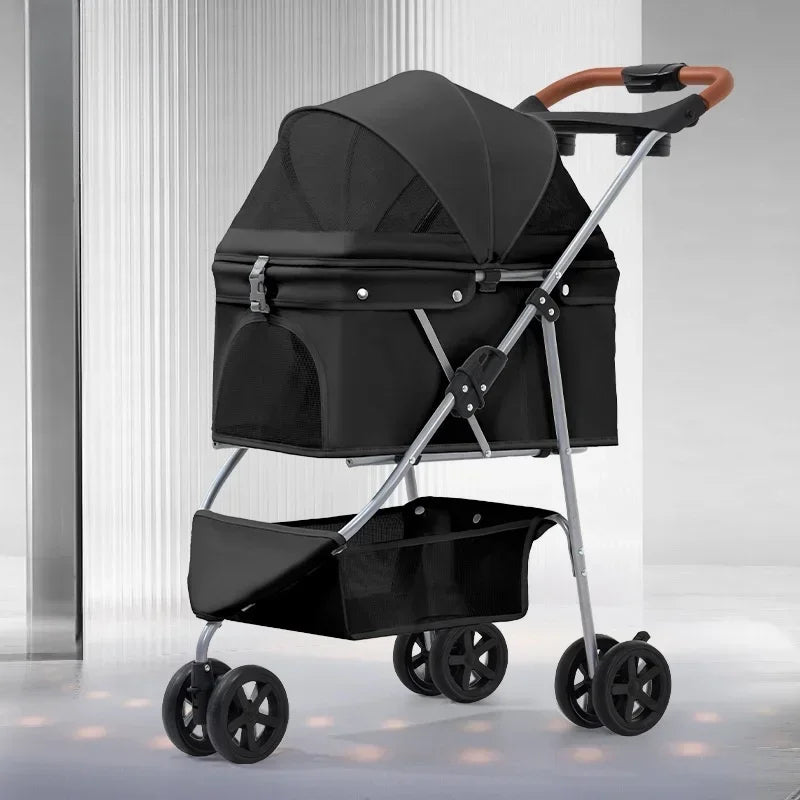 Elegant Lightweight White Pet Stroller – Stylish & Airy Design for Dogs & Cats