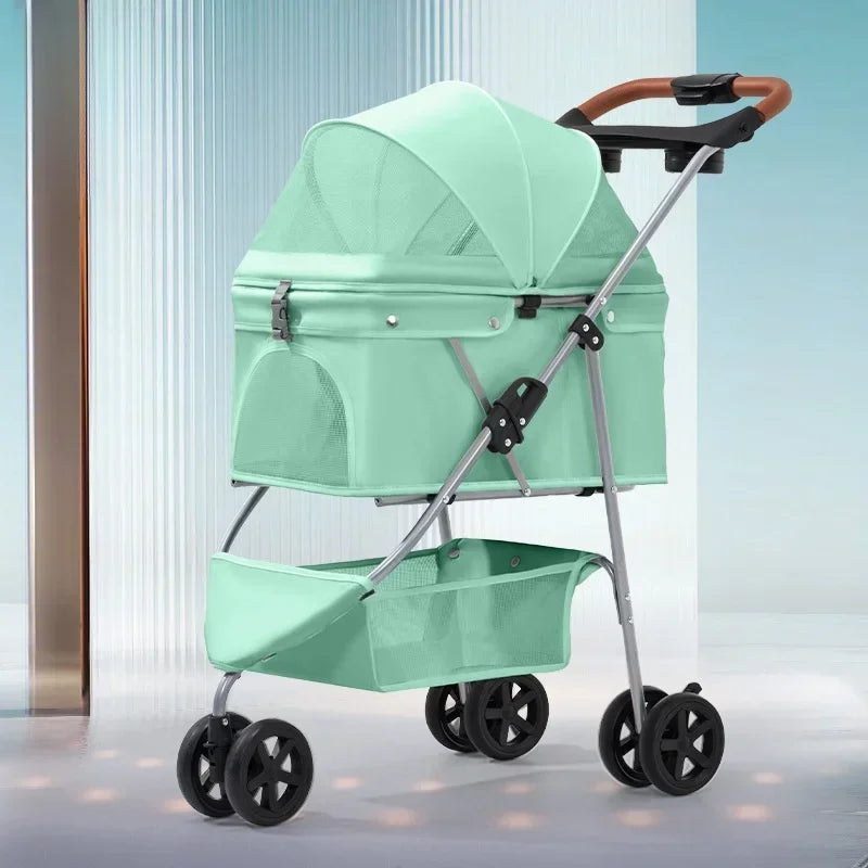 Elegant Lightweight White Pet Stroller – Stylish & Airy Design for Dogs & Cats