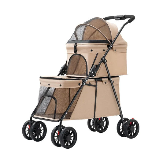 Double Pet Stroller – Two Separate Compartments for Cats & Dogs
