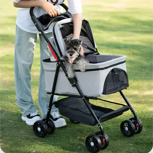 Compact Foldable Puppy Stroller – Lightweight Comfort & Safety for Small Pets