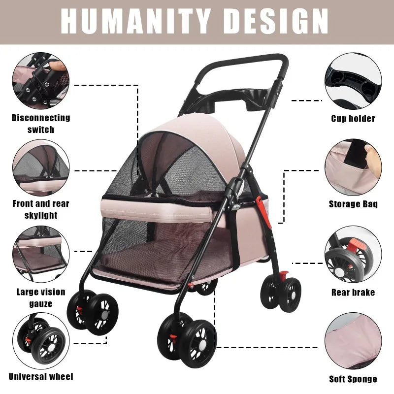 Classic Pet Stroller – Foldable, Lightweight & Affordable