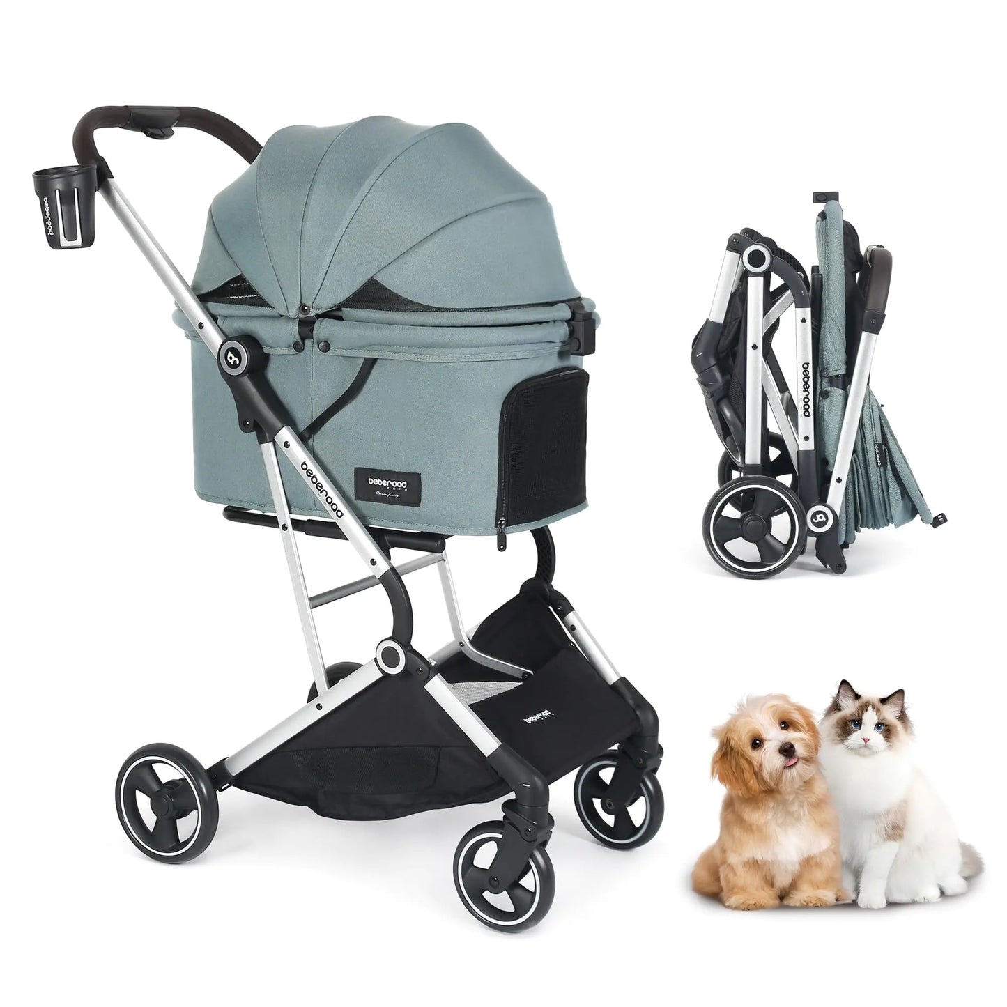 Beborad™ T4 PRO –  4-Wheel Pet Stroller for Small & Medium Pets
