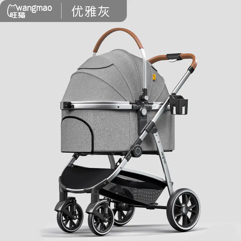 Luxury Aluminum Pet Stroller – Elegant Comfort for Medium Dogs